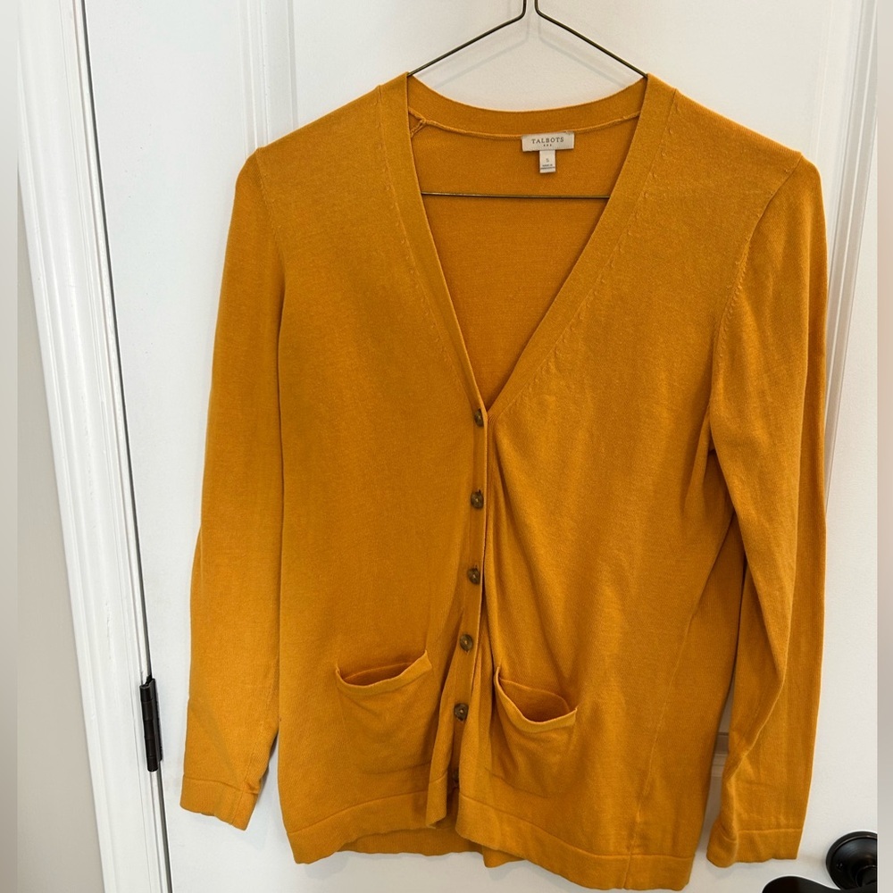 Talbots Women’s Small Mustard Yellow Cardigan Sweater